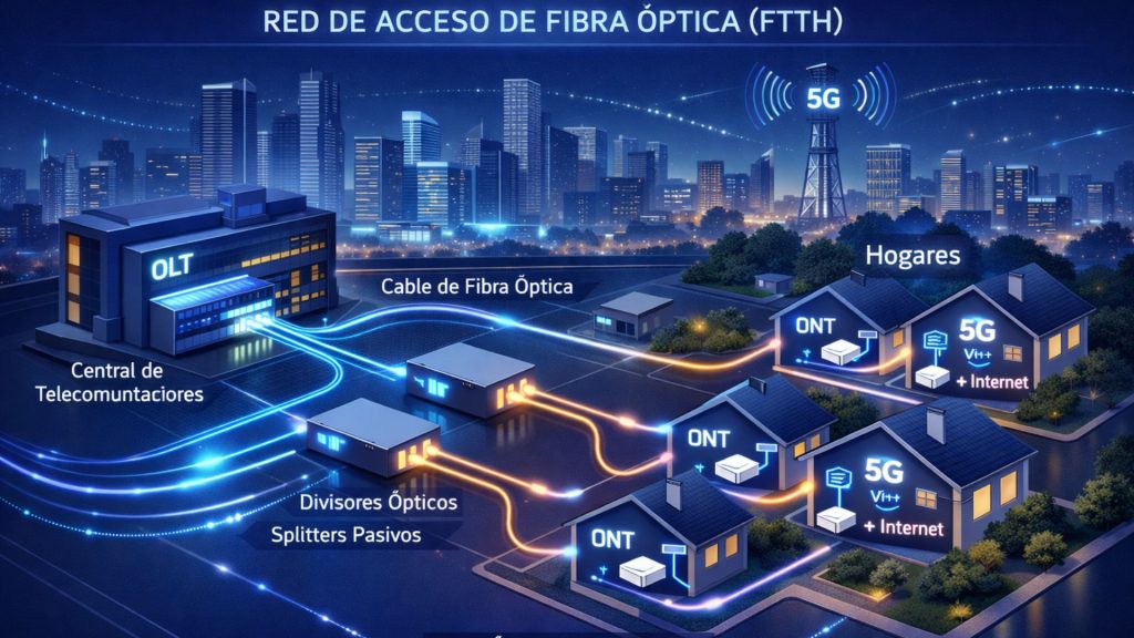 Redes de acceso de fibra óptica: definición, funcionamiento y tipos de redes ópticas pasivas (PON)