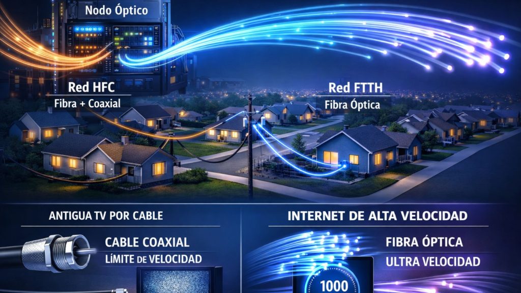 Redes de acceso con fibra óptica y cable coaxial: evolución, características y ventajas