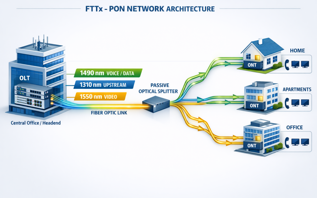 Diseño de redes de fibra óptica: guía práctica para entender la arquitectura FTTx y las redes PON